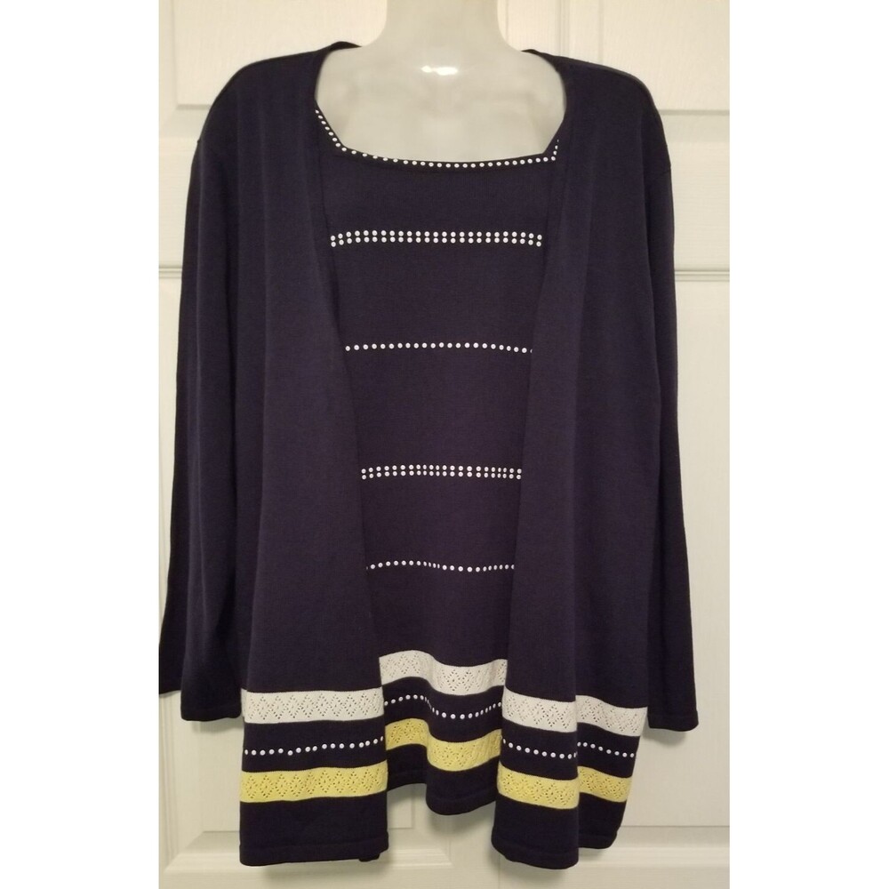 Alfred Dunner Women's Knit Cardigan with Attached Tank Square Neck Size 2X